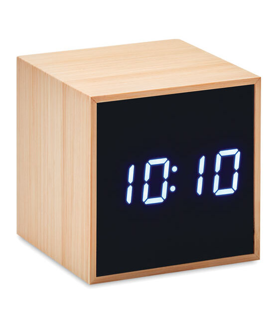 Relógio Alarme LED Capa Bambú - Mara Clock